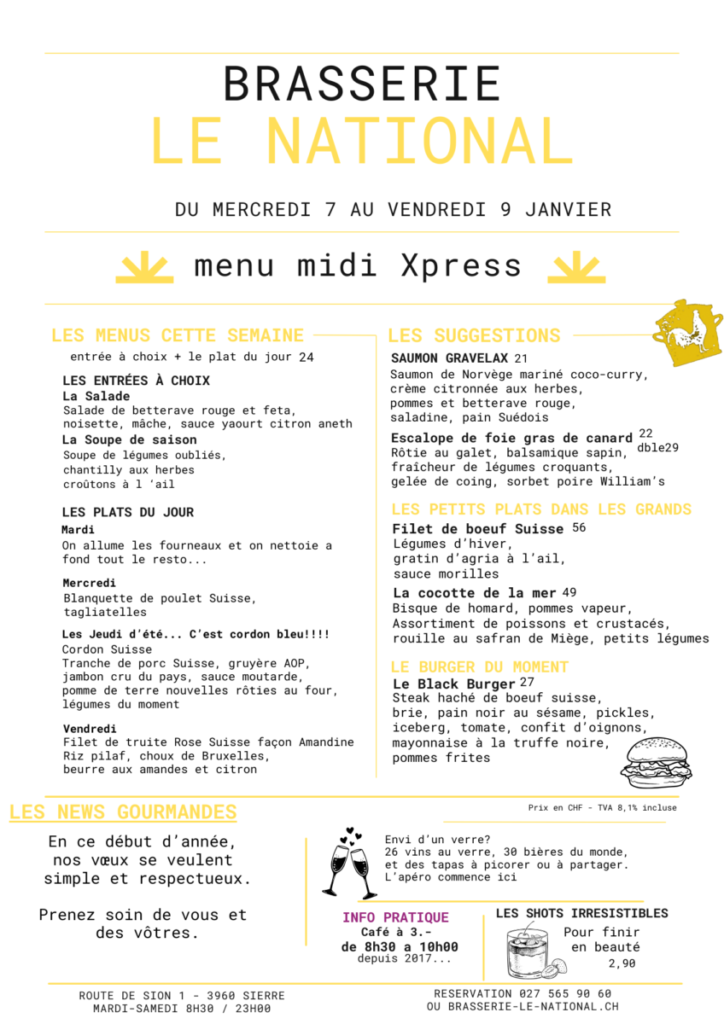 MENU du jour sem 1