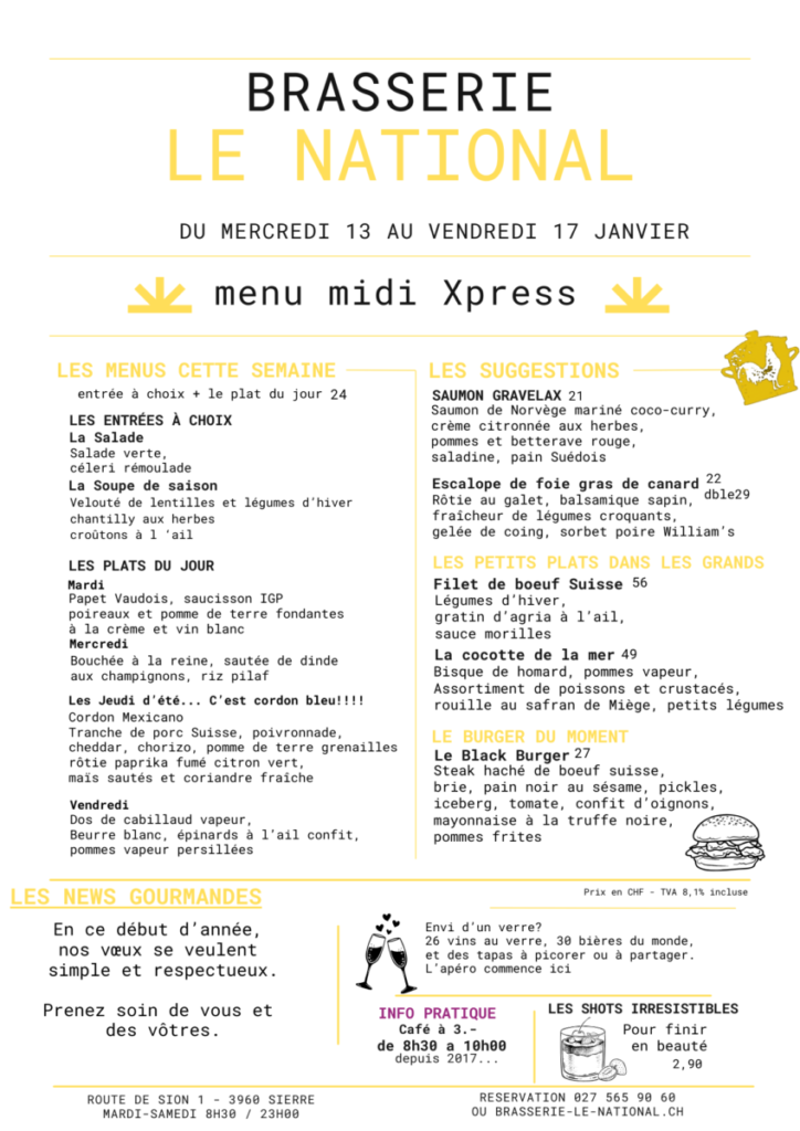 MENU du jour sem 3