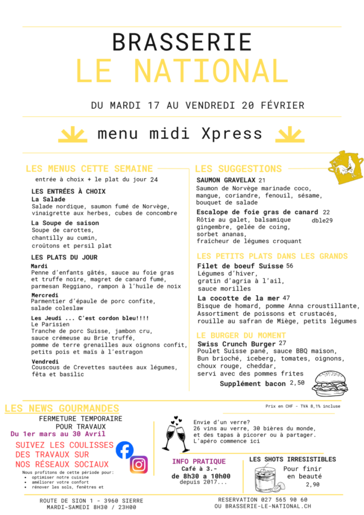 MENU du jour sem 8