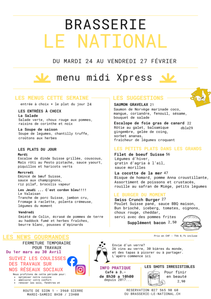 MENU du jour sem 9