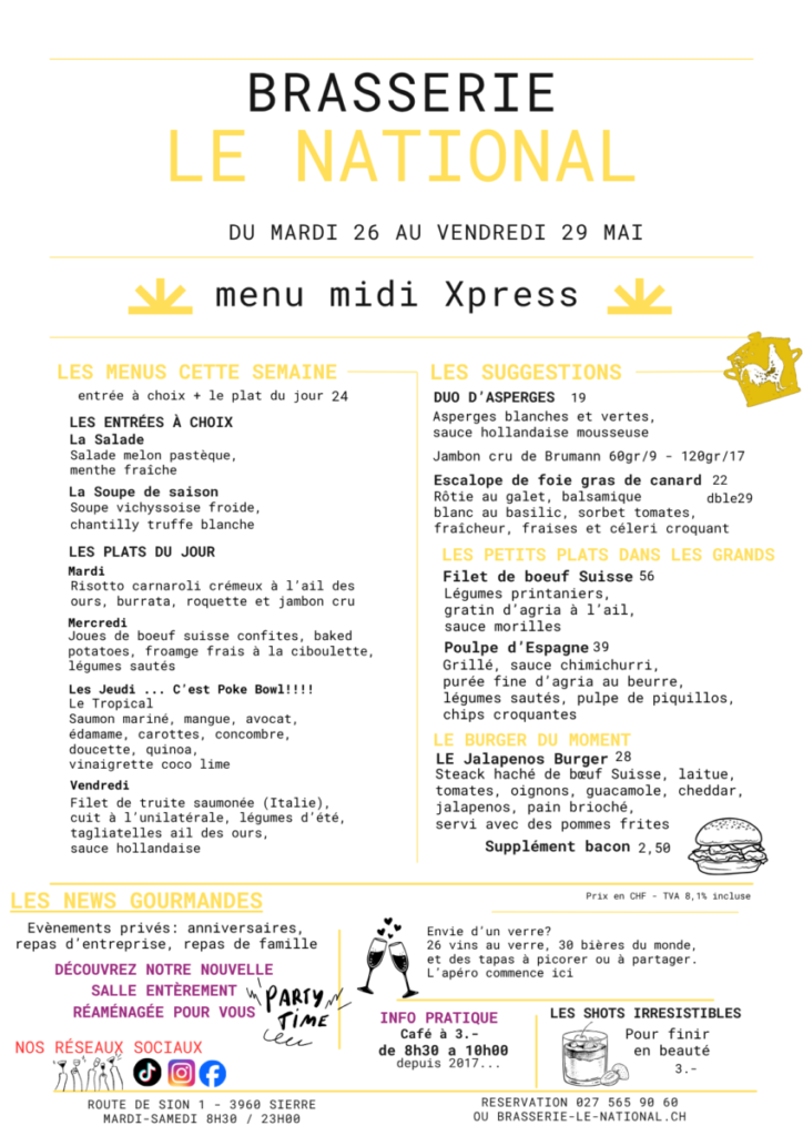 MENU du jour sem 22