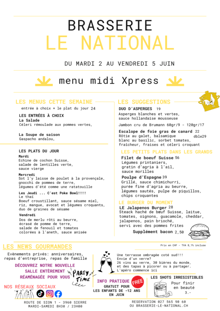MENU du jour sem 23