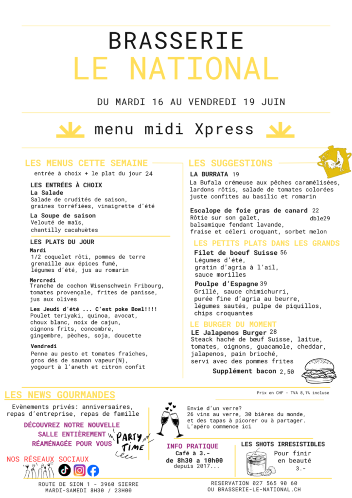 MENU du jour sem 25