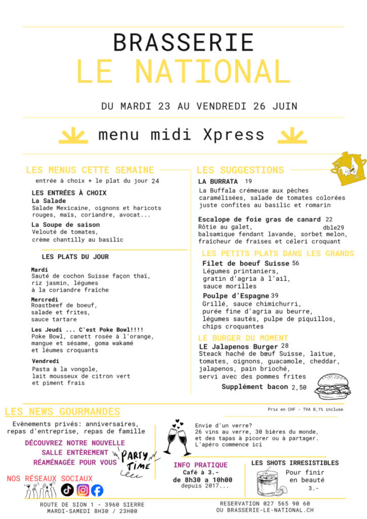 MENU du jour sem 26