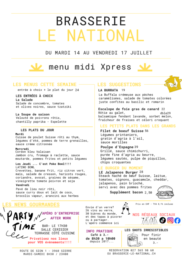 MENU du jour sem 29