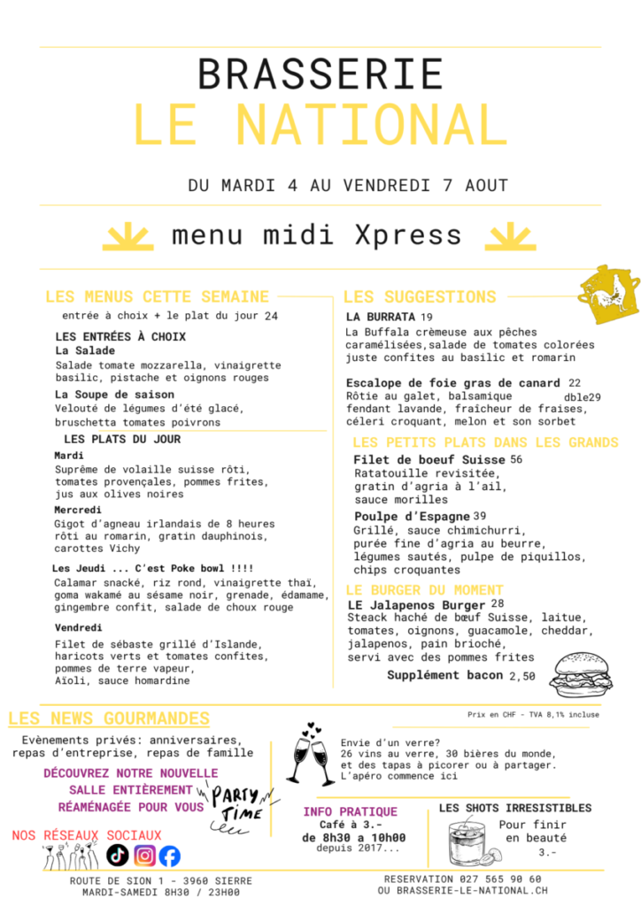 MENU du jour sem 32
