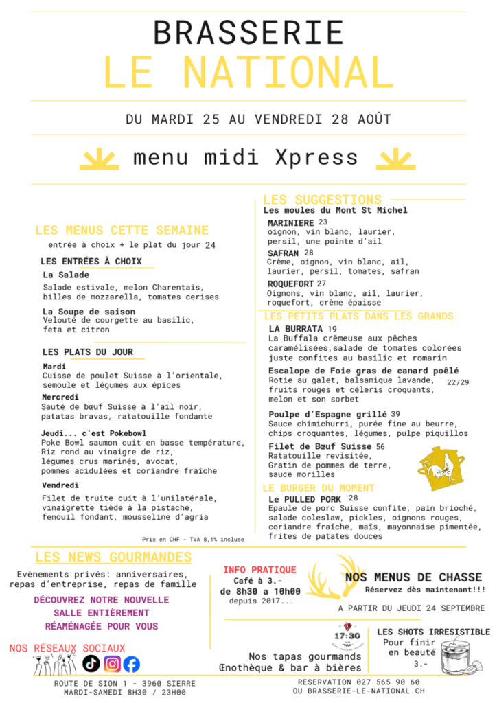 MENU DU JOUR SEM 35
