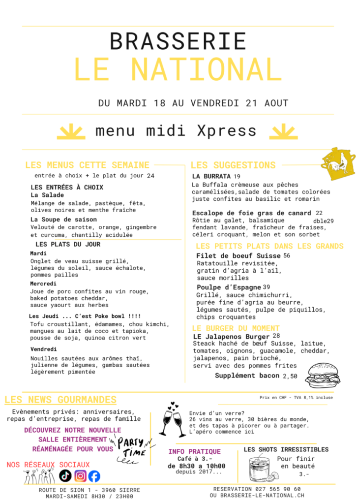 MENU du jour sem 34