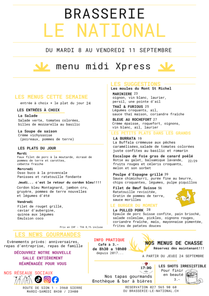 MENU DU JOUR SEM 36